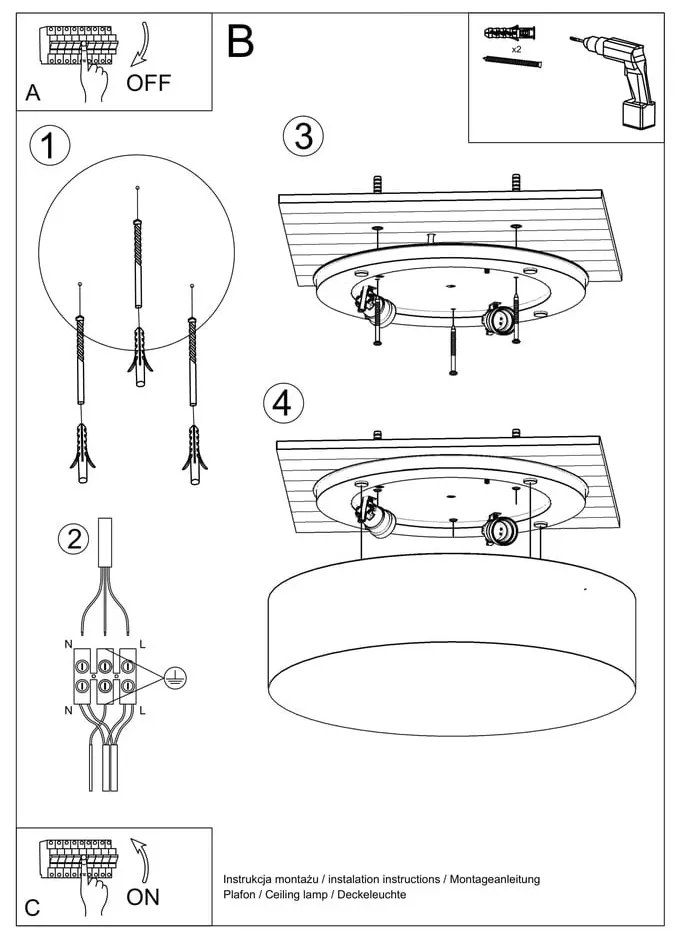 Sivé stropné svietidlo Sollux Atis Ceiling