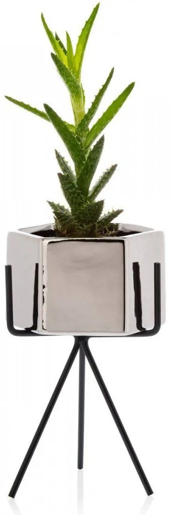Kvetináč na stojane Sashi 18,5 cm strieborný