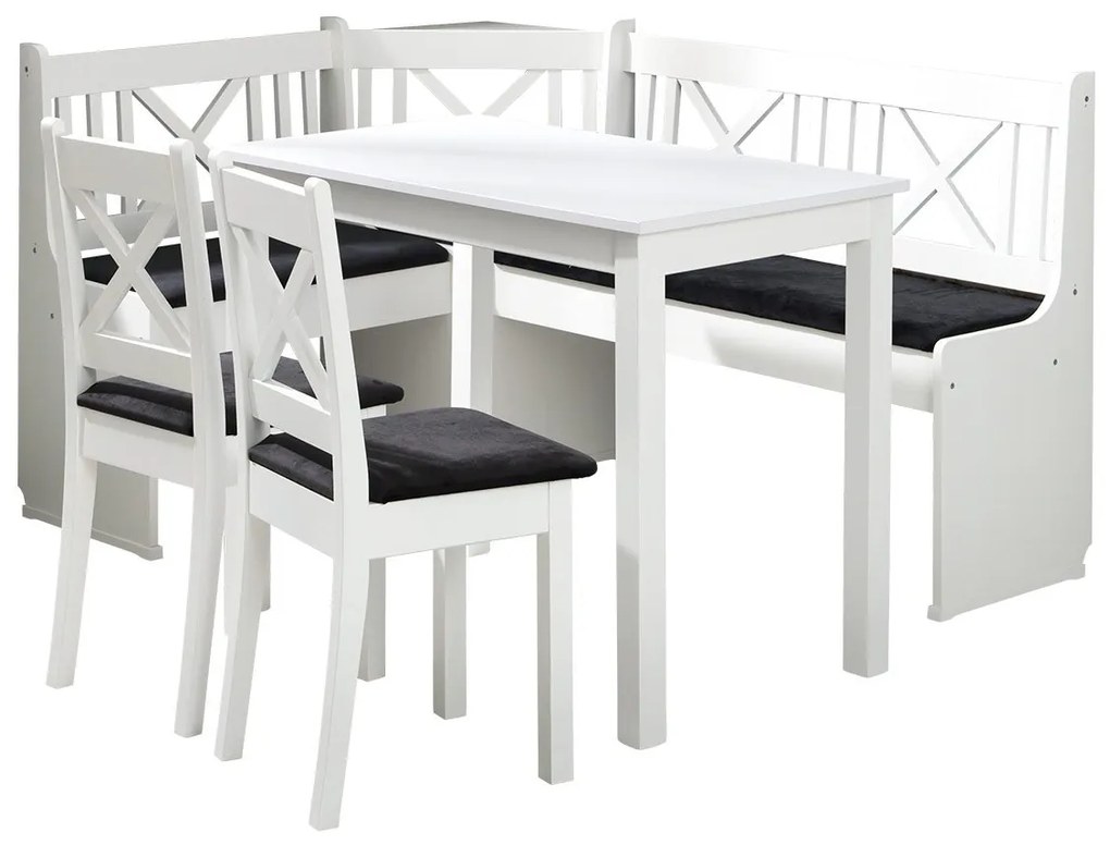 Kuchynský kút + stôl so stoličkami Santiago 1, Farby:: biela, Dostupné poťahy: Amor Velvet 4322