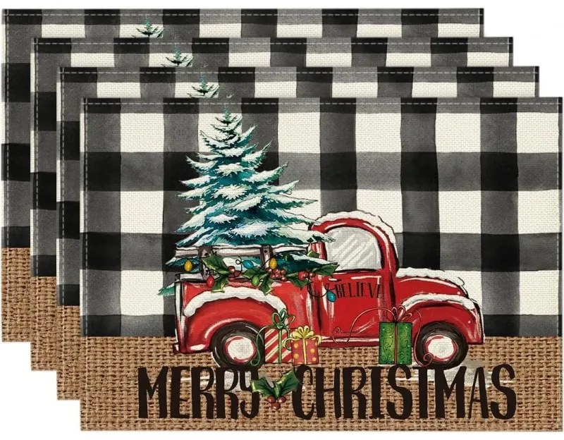 Vianočné prestieranie na stôl MERRY CHRISTMAS 30x45 cm, biele