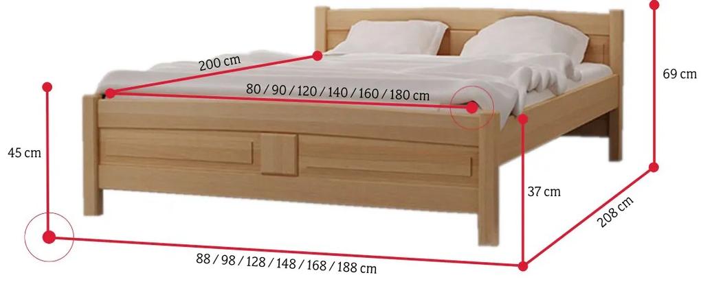 Vyvýšená posteľ ANGEL, 180x200 cm, prírodný-lak