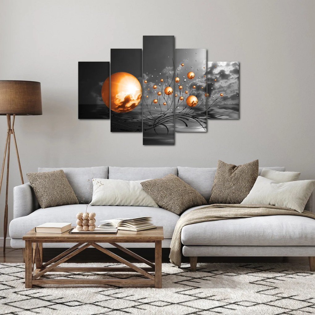 Obraz oranžových abstraktných gulí (150x105 cm)