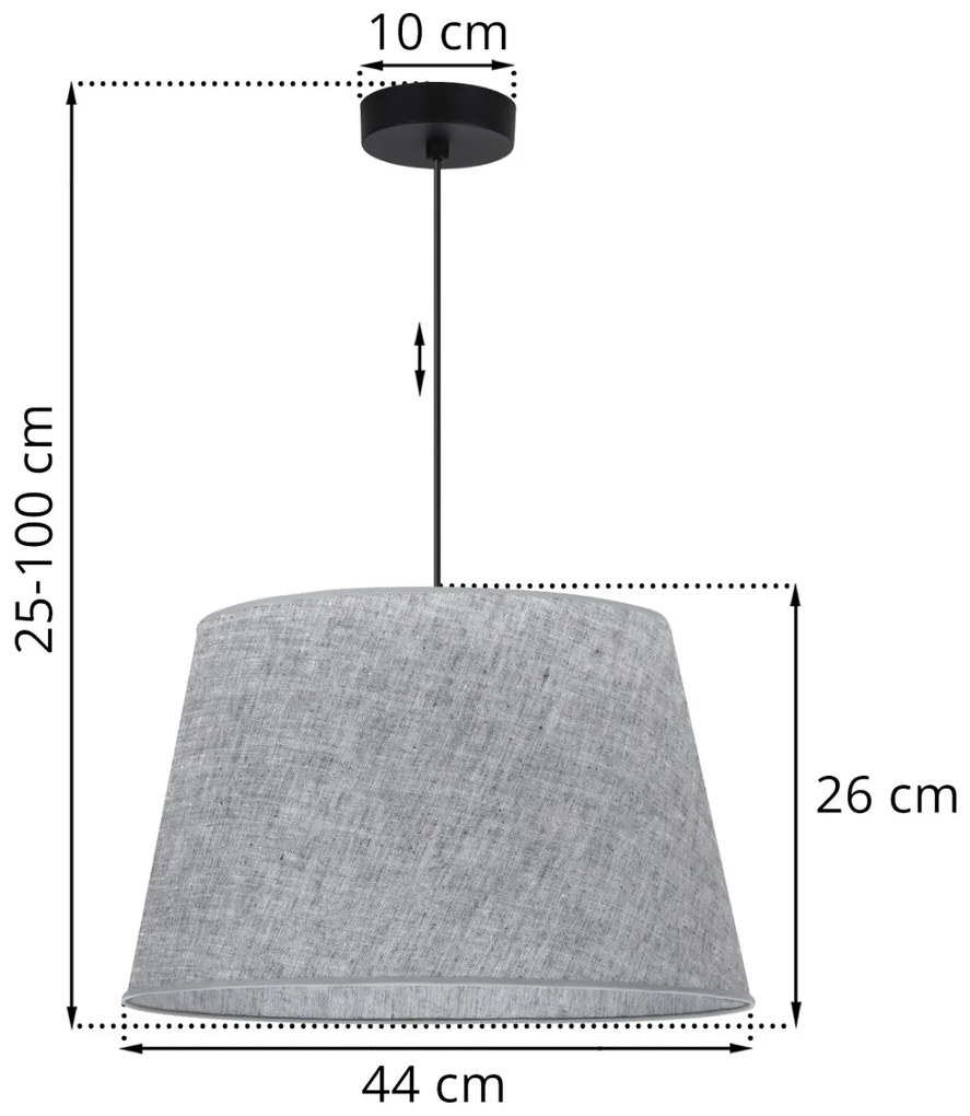 Závesné svietidlo Len1, 1x šedé textilné tienidlo, (fi 44 cm), b