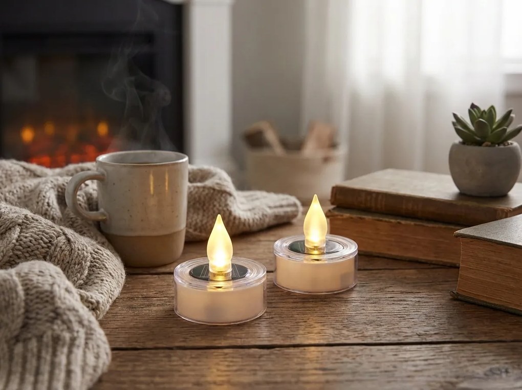 Solárne LED čajové sviečky FLARNIS, sada 2 ks