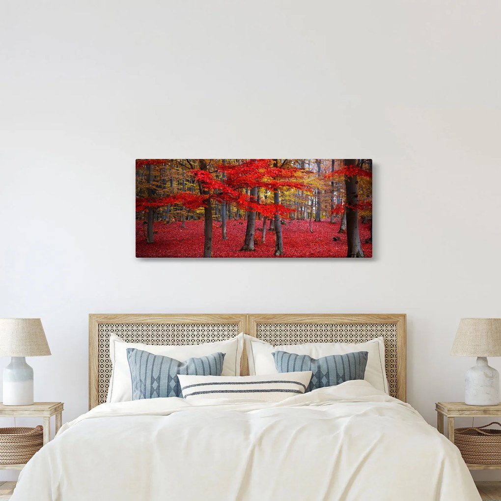 Obraz - Červený les (120x50 cm)