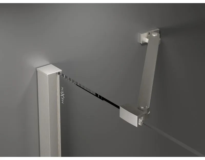 Mexen Velar Duo, sprchový kút s posuvnými dverami 100 x 100 cm, 8mm sklo námraza, brúsená oceľ, 871-100-100-32-97
