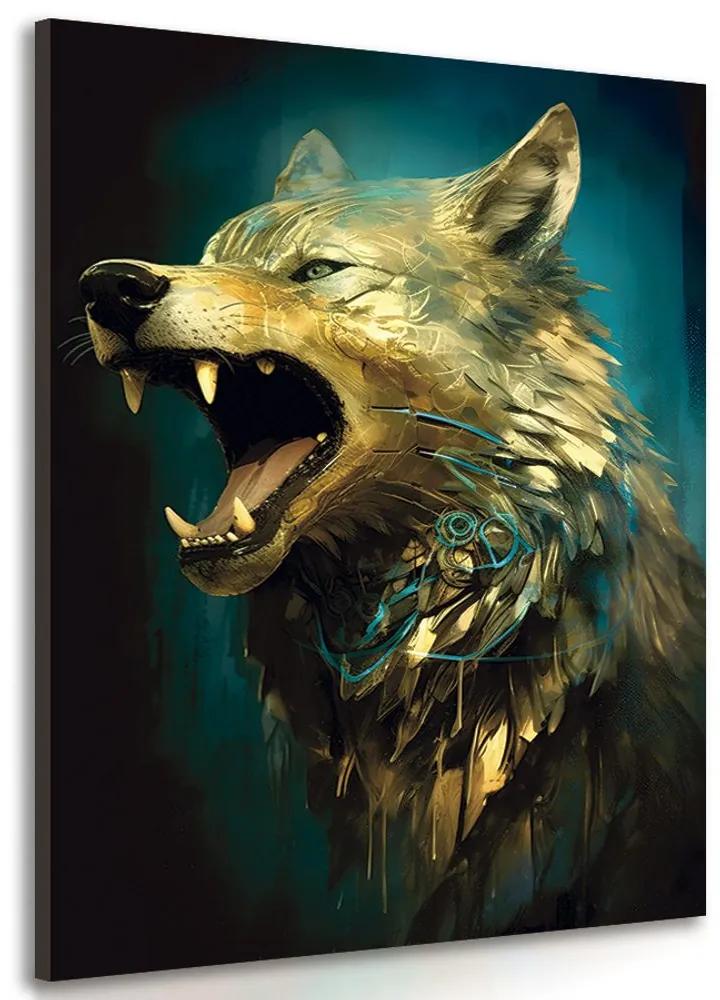 Obraz modro-zlatý vlk Varianta: 40x60