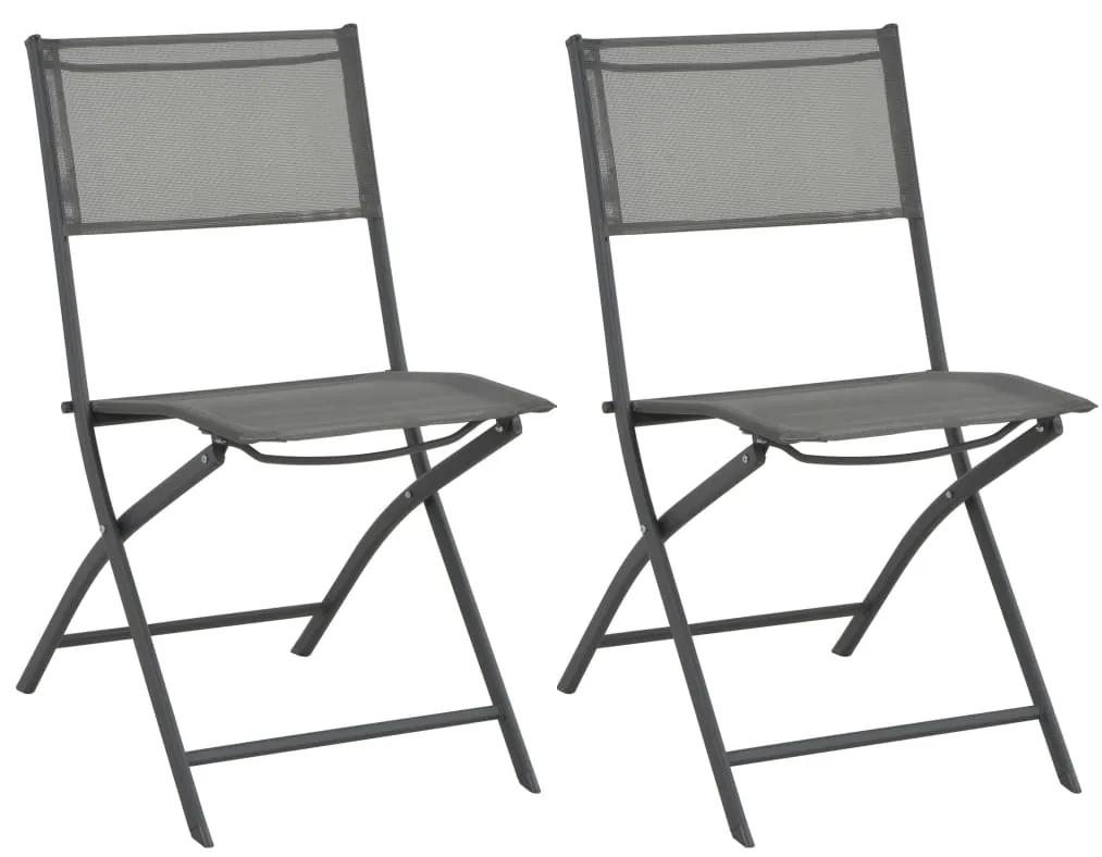 vidaXL Skladacie vonkajšie stoličky 2 ks, oceľ a textilén