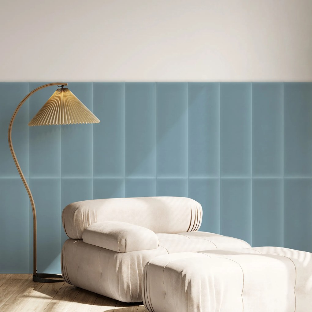 Zamatový čalúnený panel - Obdĺžnik - 60x30cm Farba: Bledomodrá