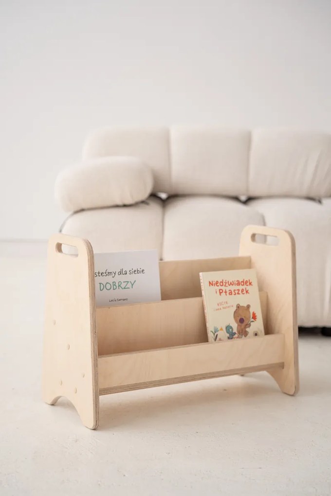Prenosná Montessori knižnica, prírodná - 52 x 24 cm