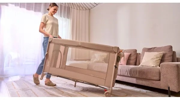 Lionelo - Cestovná postieľka 3v1 ELLEN béžovo-piesková