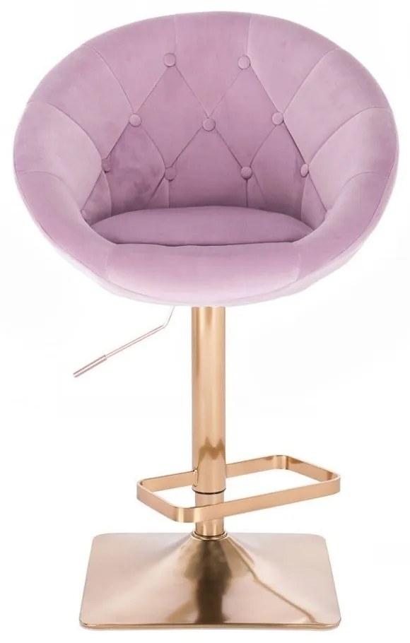 LuxuryForm DESIGN Barová stolička VERA VELUR na zlatej hranatej podstave - levanduľa