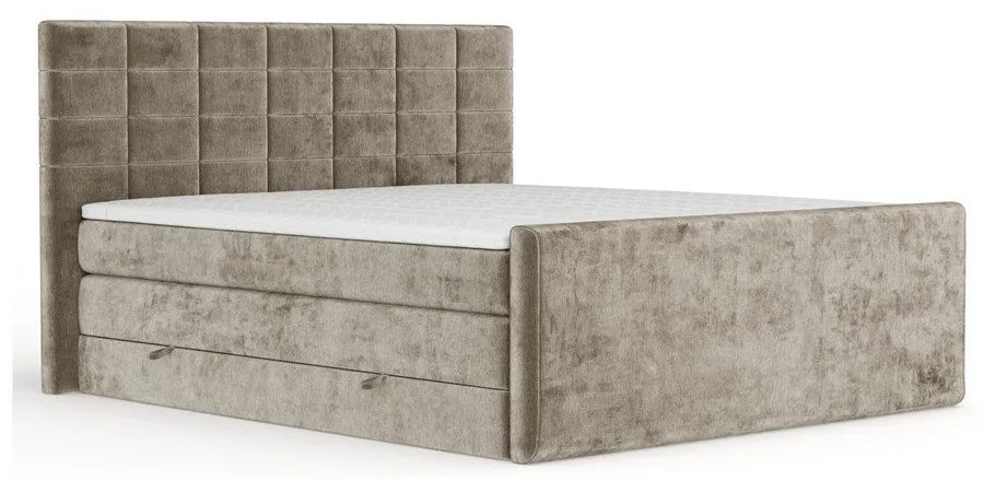 Svetlohnedá boxspring posteľ s úložným priestorom 160x200 cm Ava – Maison de Rêve