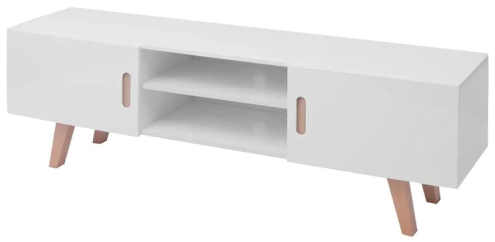 Stolík pod TV, MDF 150x35x48,5 cm, vysoký lesk, biely