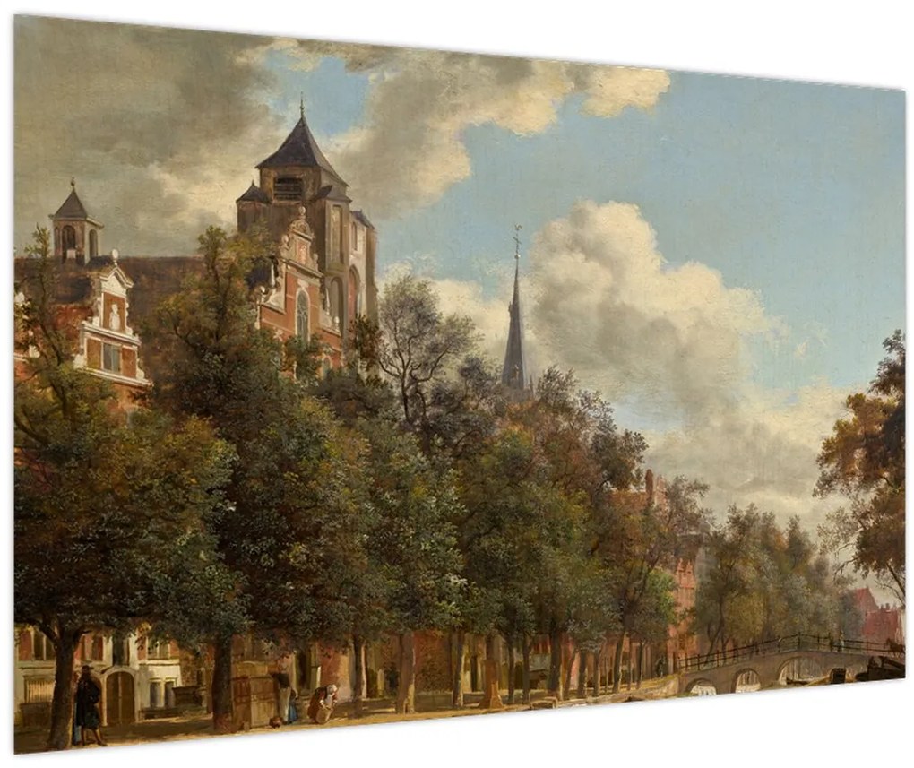 Obraz - Jan van der Heyden, View Down a Dutch Canal, reprodukcia (90x60 cm)