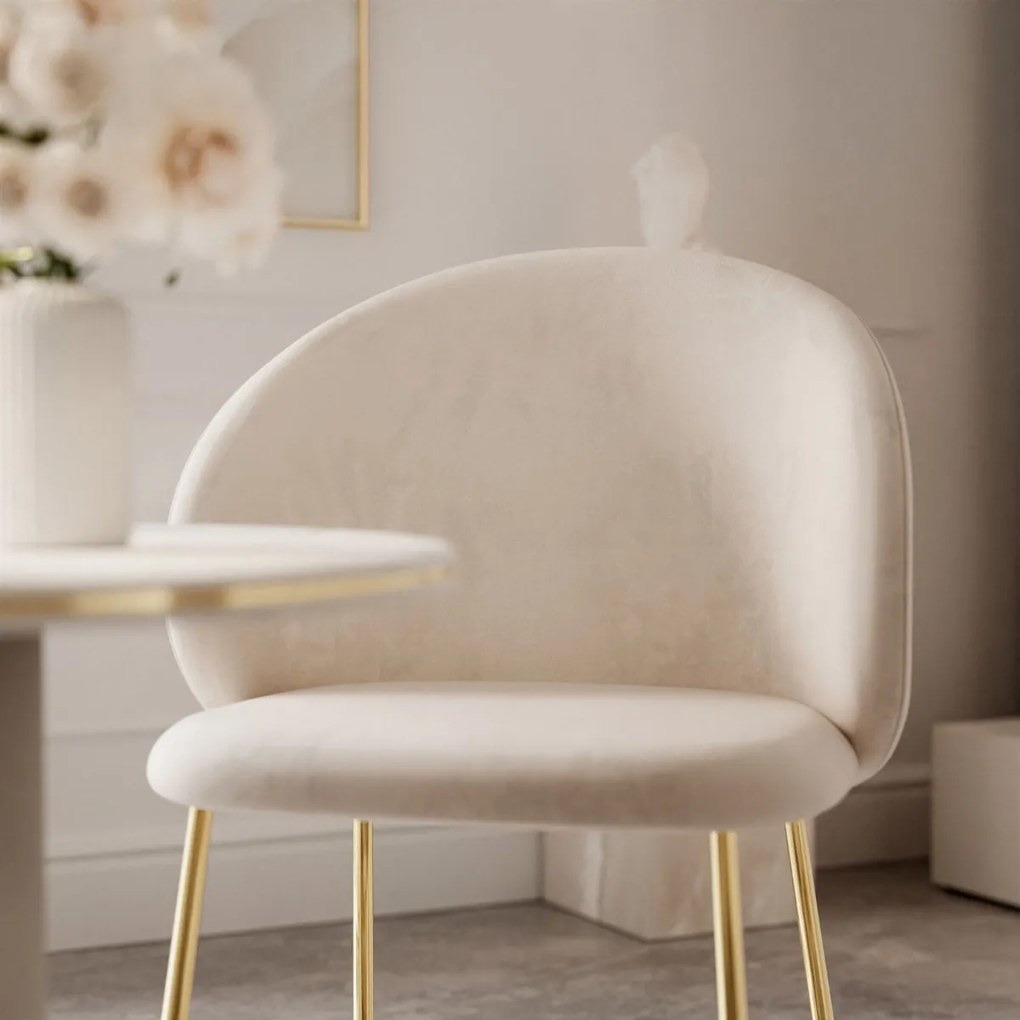 JEDÁLENSKÁ STOLIČKA ABREE BÉŽOVÁ + ZLATÉ NOHY