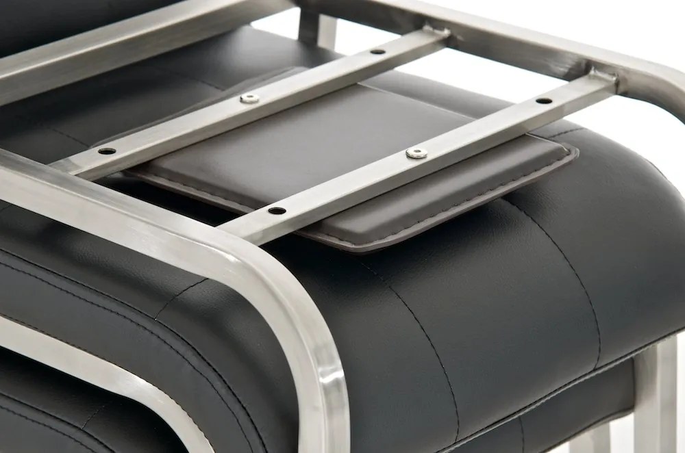 Barová stolička Buckingham - koža, drevené nohy tmavá antik - Hnedá