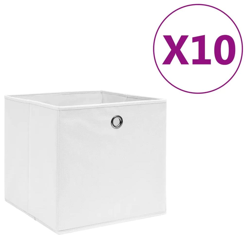 vidaXL Úložné boxy 10 ks, netkaná textília 28x28x28 cm, biele