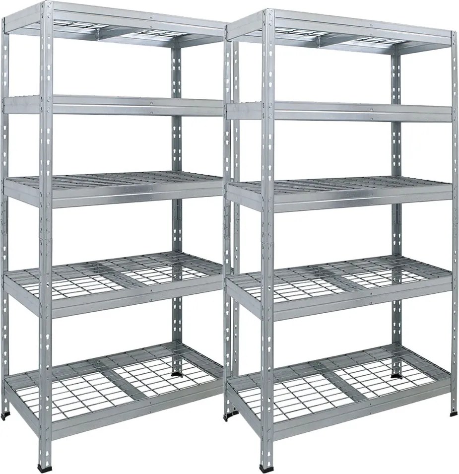 2x RIVET regál s drôtenou policou,180x150x60cm, 4 police, 400 kg na policu, zinok