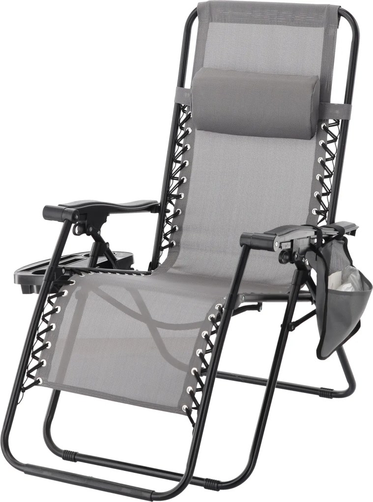 CH Záhradné skladacie relaxačné kreslo Zero II - sivá