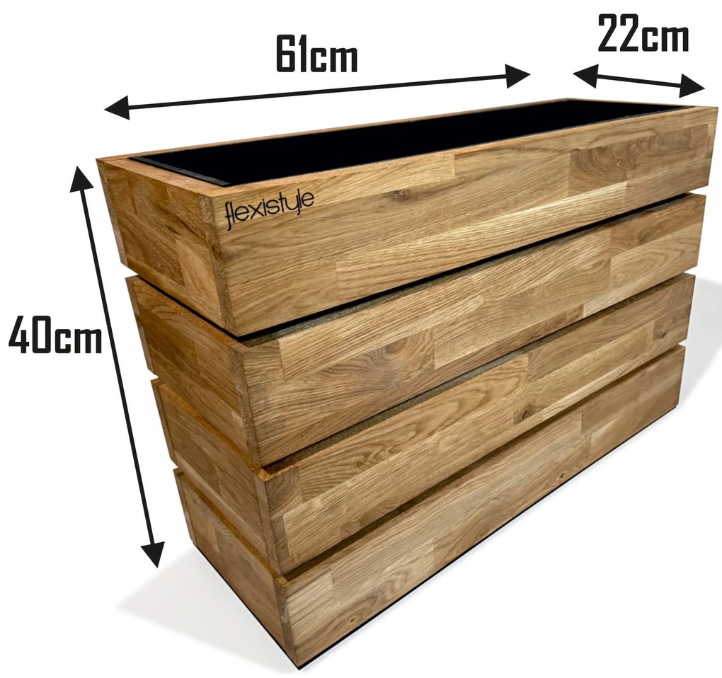 Dekorstudio Drevený dubový kvetináč do interiéru aj exteriéru 60x40x20cm