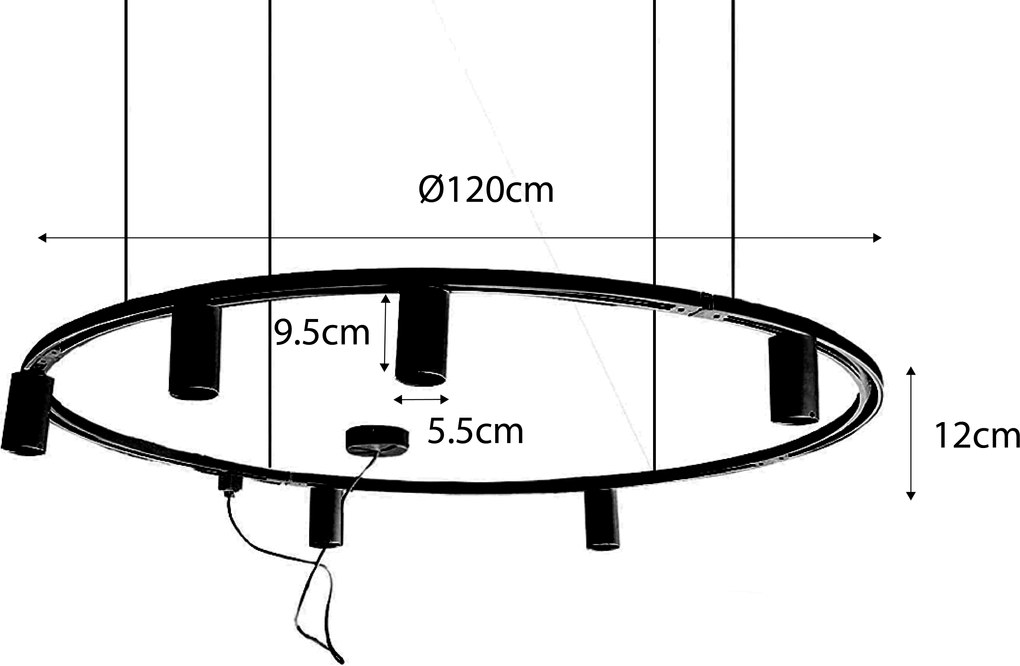 Moderný závesný koľajnicový systém s 6 čiernymi bodovými svetlami 1-fázový GU10 50 mm - Iconic Ruby Honey
