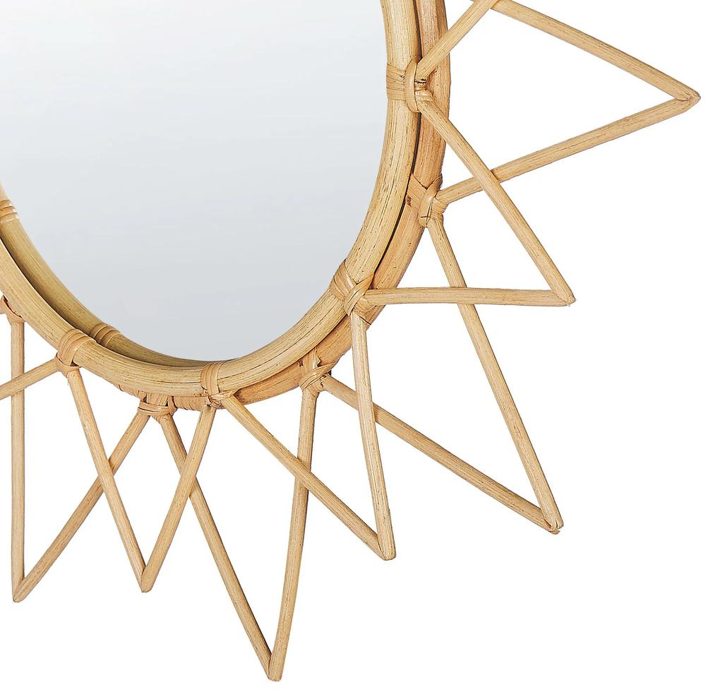 Nástenné ratanové zrkadlo ⌀ 61 cm prírodné AROEK Beliani