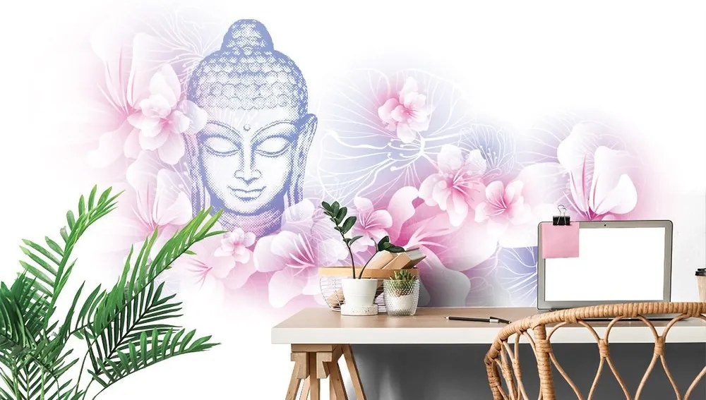 Tapeta Budha s kvetmi sakury - 150x100
