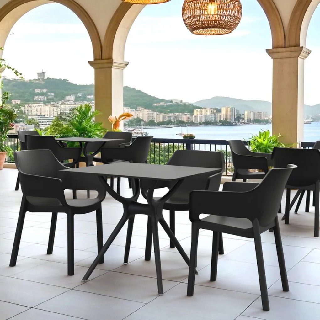 DORA záhradná stolička s podrúčkami black