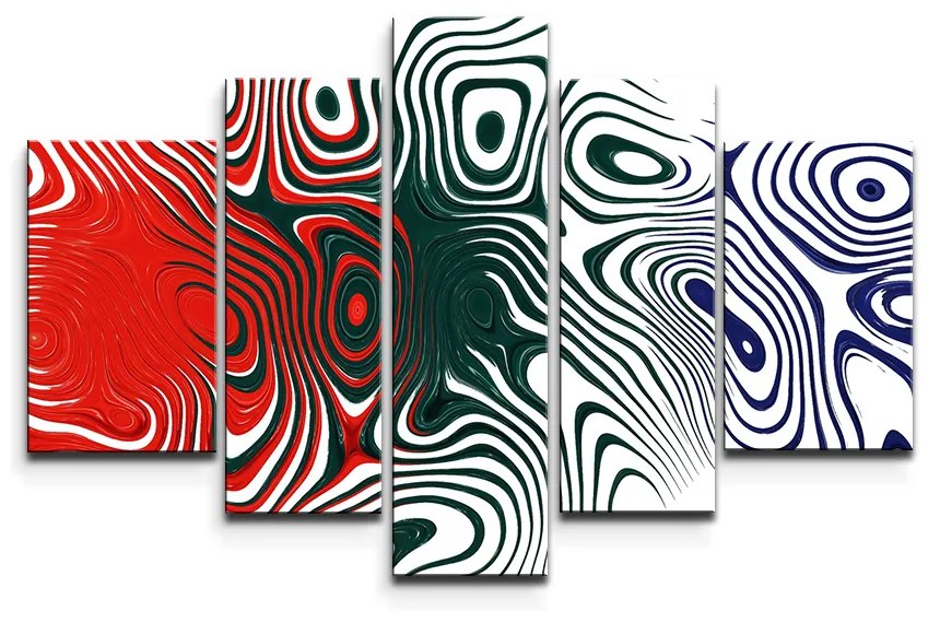 Sablio Obraz - 5-dílný Dvojfarebná abstrakcia - 125x90 cm