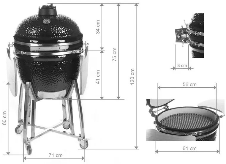 Kamado Keramický gril MAMUT SET 56cm Červený