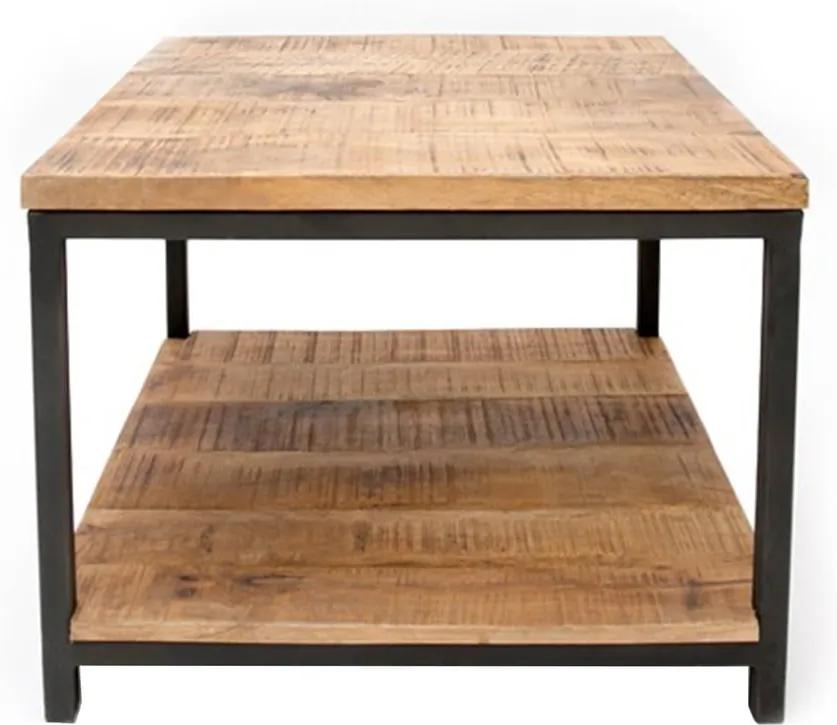Čierny konferenčný stolík s doskou z mangového dreva LABEL51 Vintage, 60 × 60 cm