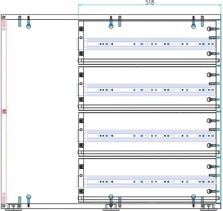 Kancelársky prístavný kontajner BLOCK, 400 x 800 x 710 mm, 4 zásuvky, dub prírodný