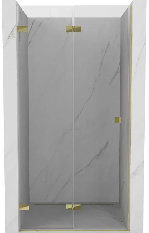 Mexen, Mexen Lunar-F skladacie ľavé sprchové dvere 90 cm, transparentné, zlaté - 836-090-000-50-00-L