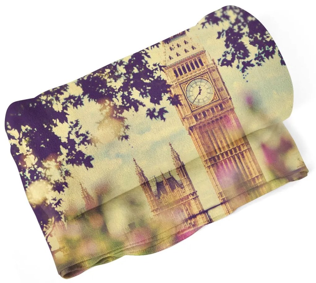 Sablio Deka Londýn Big Ben Flowers - 150x120 cm