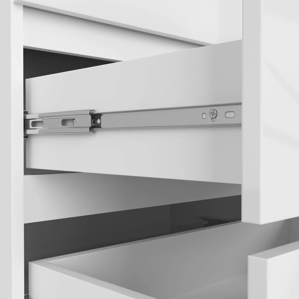 Komoda Kuba 140 cm 6 zásuviek biela lesklá