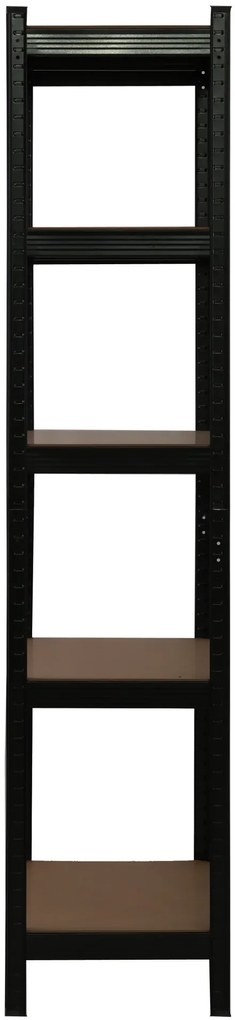 Kovový regál BestBerg BBMS-10B / 90 x 180 x 40 cm / 5 políc / čierna / hnedá