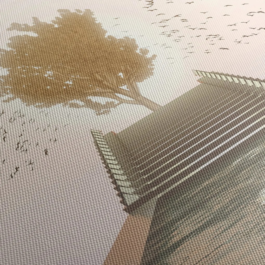 Obraz - Most do neznáma (s hodinami) (90x30 cm)