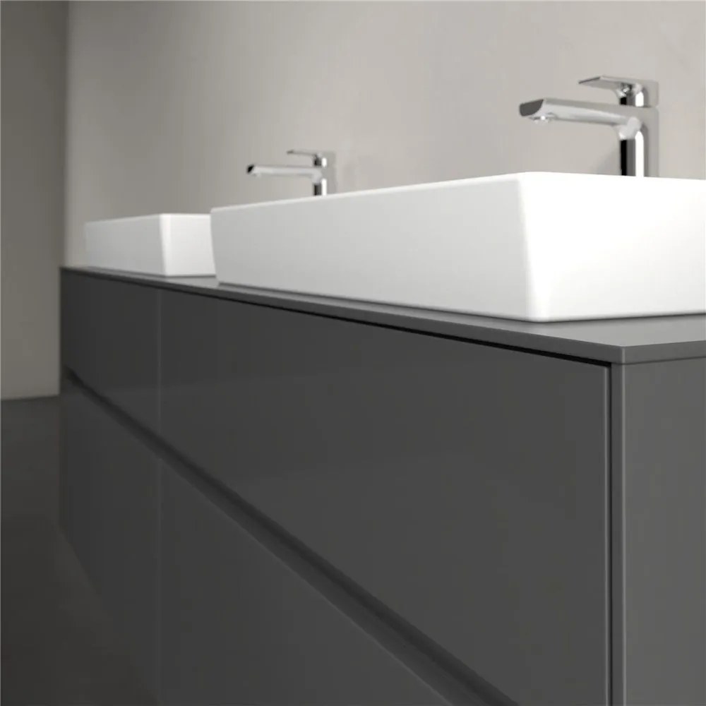 VILLEROY & BOCH Collaro závesná skrinka pod dve umývadlá na dosku, 4 zásuvky, s LED osvetlením, 1600 x 500 x 548 mm, Glossy Grey, C024B0FP