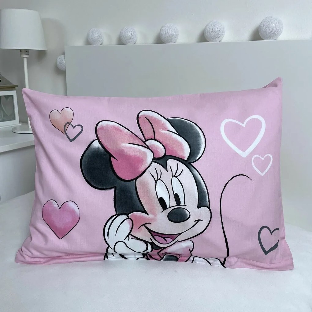 Jerry Fabrics Detské bavlnené obliečky do postieľky Minnie Powder pink, 100 x 135 cm, 40 x 60 cm