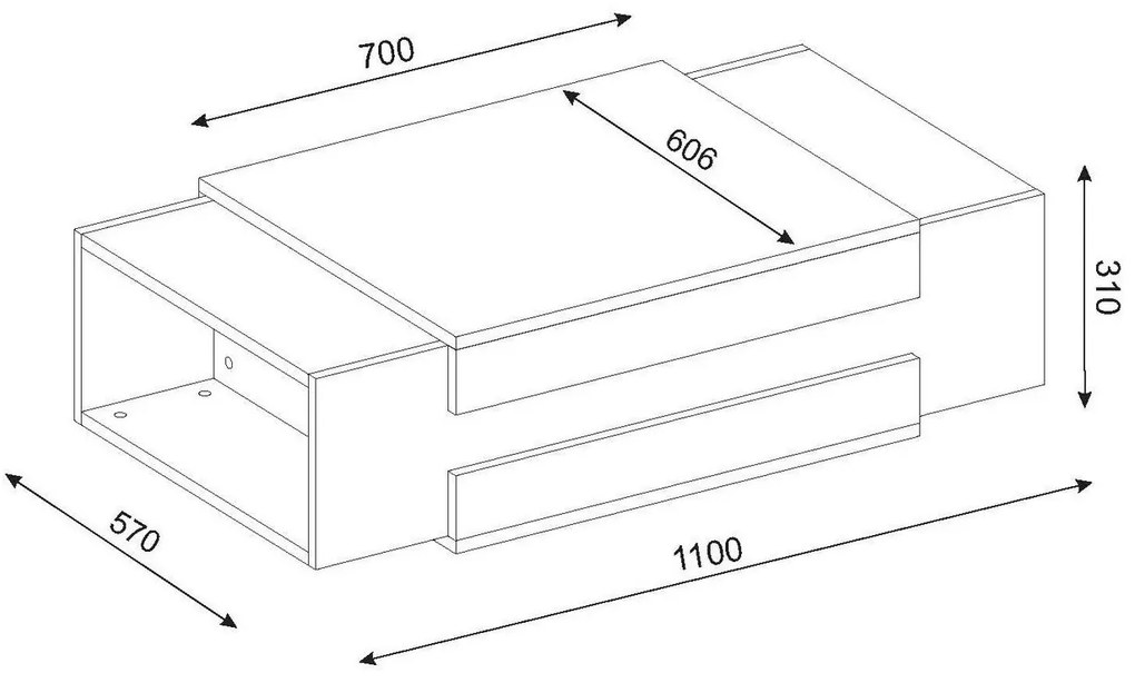 Dizajnový konferenčný stolík Abelina 110 cm orech biely