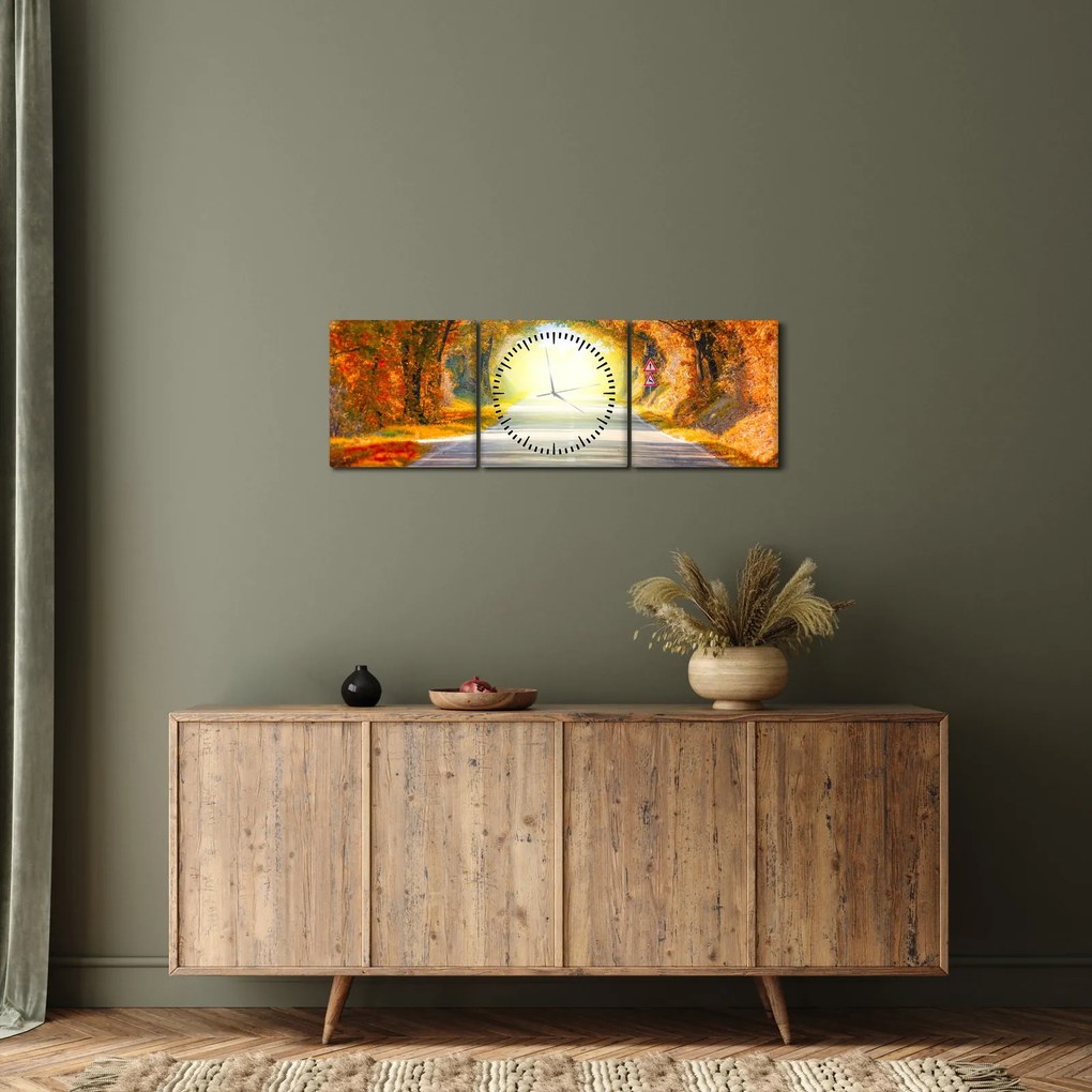 Obraz - Brána z korún stromov (s hodinami) (90x30 cm)