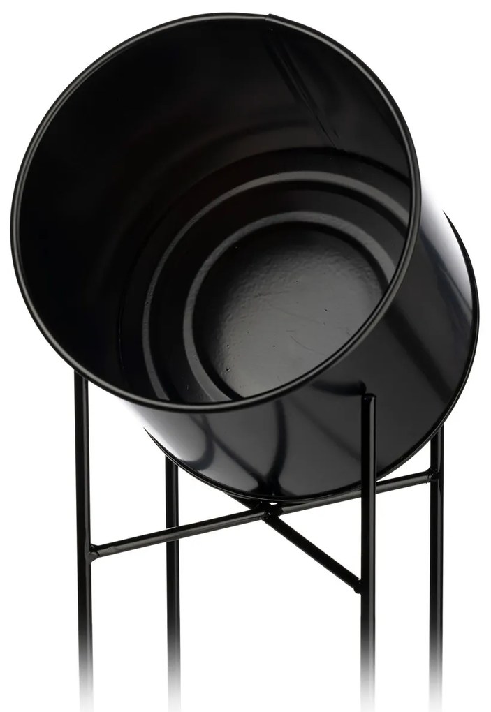 KOVOVÝ KVETINÁČ SO STOJANOM DARK 55X21 CM ČIERNA