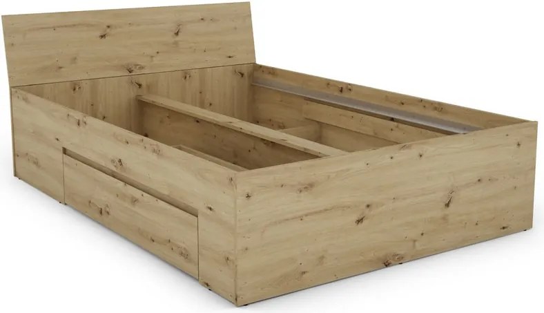 Posteľ so zásuvkami Carlos 140x200, dub artisan