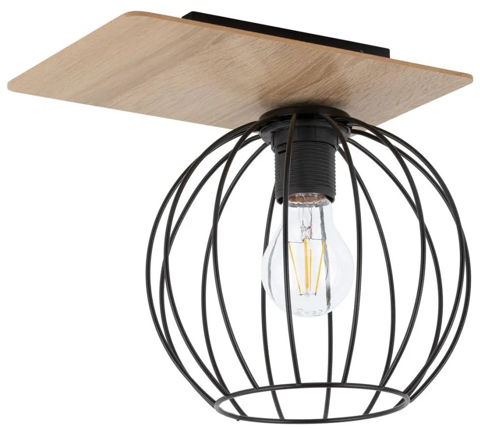 Prisadený luster CYBER 1xE27/60W/230V drevo/čierna