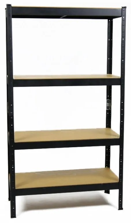 Fistar Regál 1800x900x300 mm lakovaný 4-policový, nosnosť 700 kg - ČIERNY