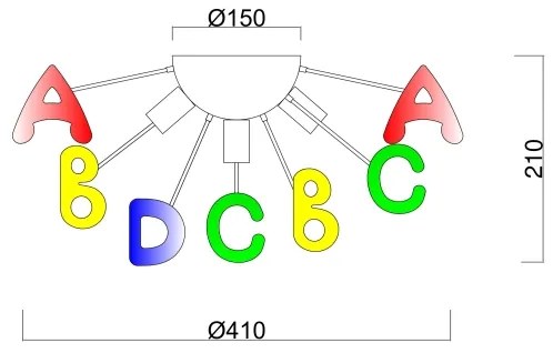 Brilagi - Prisadený luster KINDER 5xE14/40W/230V pestrofarebná