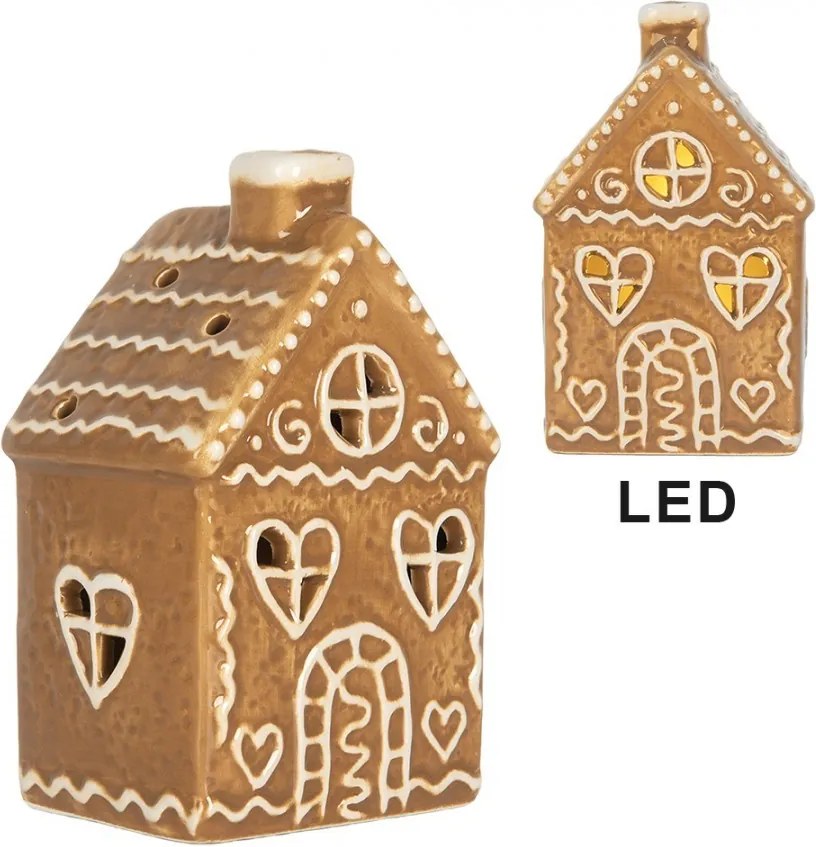 Hnedá perníková LED chalúpka Gingerbread Cott - 7*6*12 cm