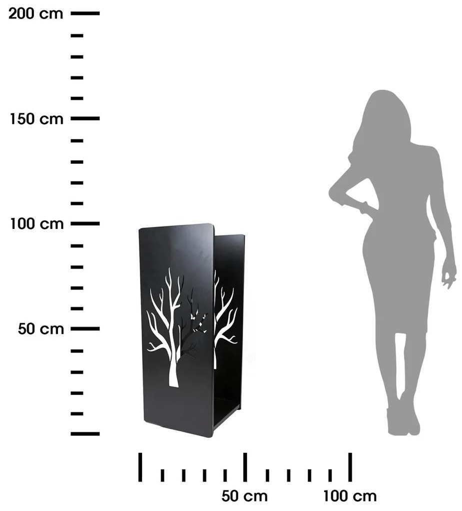 Kovový stojan na drevo Tree, 40x100 cm, čierna