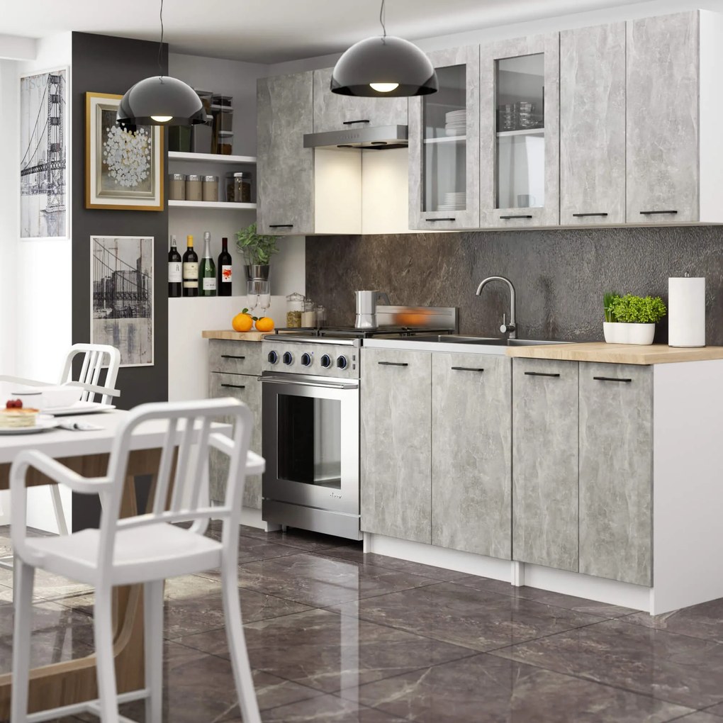 Závesná kuchynská skrinka OLIVIE W 80x72 cm matná biela\/betón